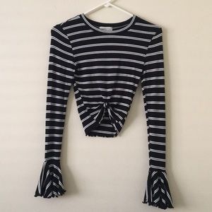 NWOT UO Striped Bell Sleeve Crop Top